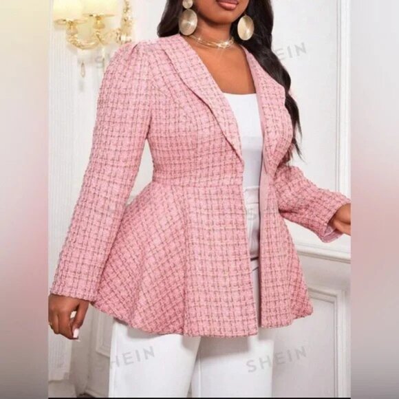 Women’s Plus SZ 2X Pink Jacquard Blazer - Picture 1 of 4